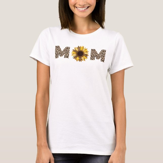 Camiseta Impresiones personalizadas de girasol MoM y leopar (Anverso)
