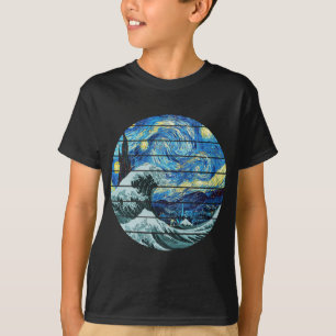 CAMISETA IMPRESIONISMO NOCHE ESTRELLADA OLA DE KANAGAWA ART
