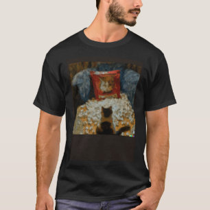 Camiseta Impresionista de IA Gato comiendo palomitas de maí