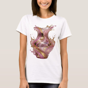 Camiseta Impreso de arte de arte abstracto dorado llamativo