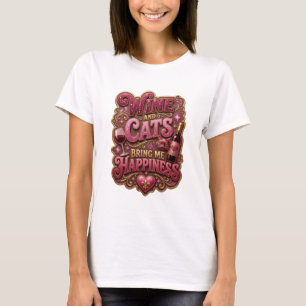Camiseta Impreso de oro de moda EL VINO Y LOS GATOS ME TRAE