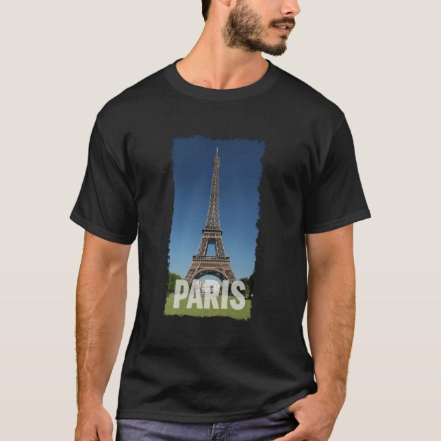 Camiseta Impresora cepillada de la Torre Eiffel de París (Anverso)