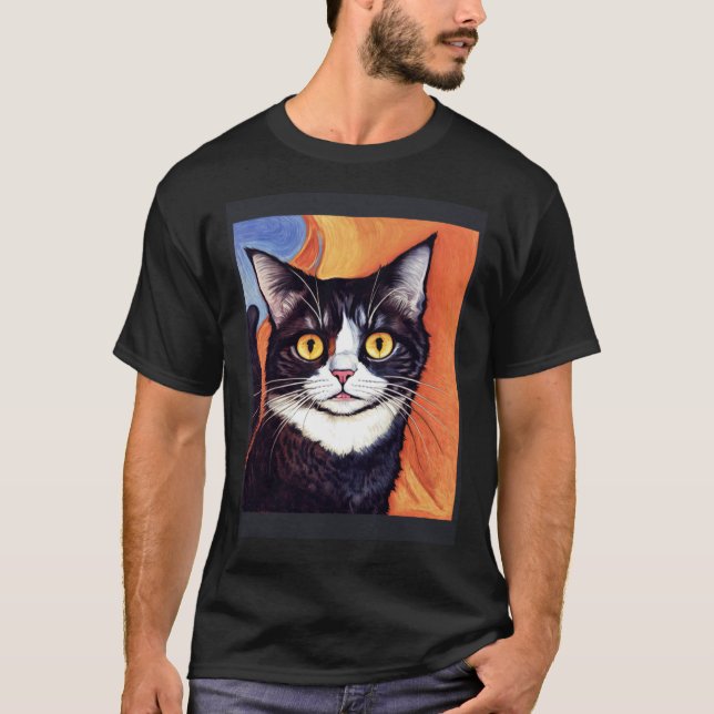 Camiseta Impressionistic  Cat Screaming Impressionism Cats  (Anverso)