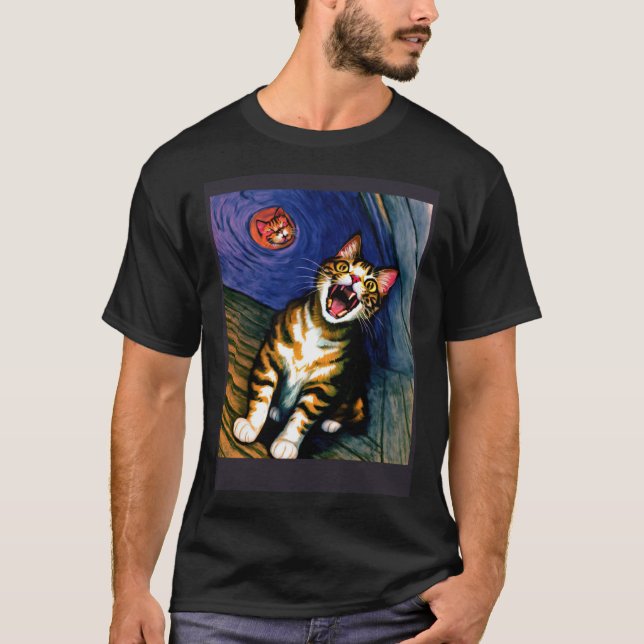 Camiseta Impressionistic  Cat Screaming Impressionism Cats  (Anverso)