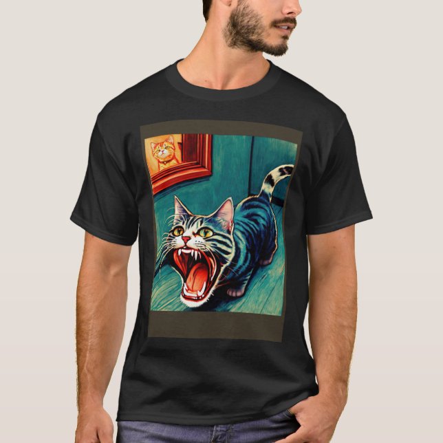 Camiseta Impressionistic  Cat Screaming Impressionism Cats  (Anverso)