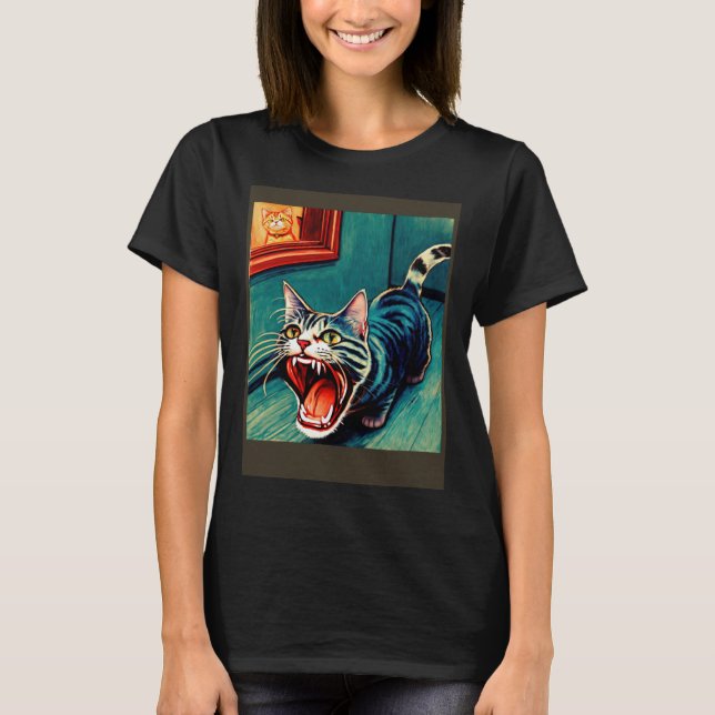 Camiseta Impressionistic  Cat Screaming Impressionism Cats  (Anverso)
