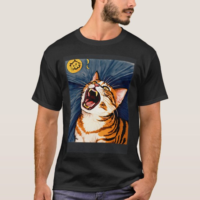 Camiseta Impressionistic  Cat Screaming Impressionism Cats  (Anverso)