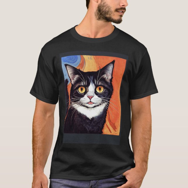 Camiseta Impressionistic  Cat Screaming Impressionism Cats  (Anverso)