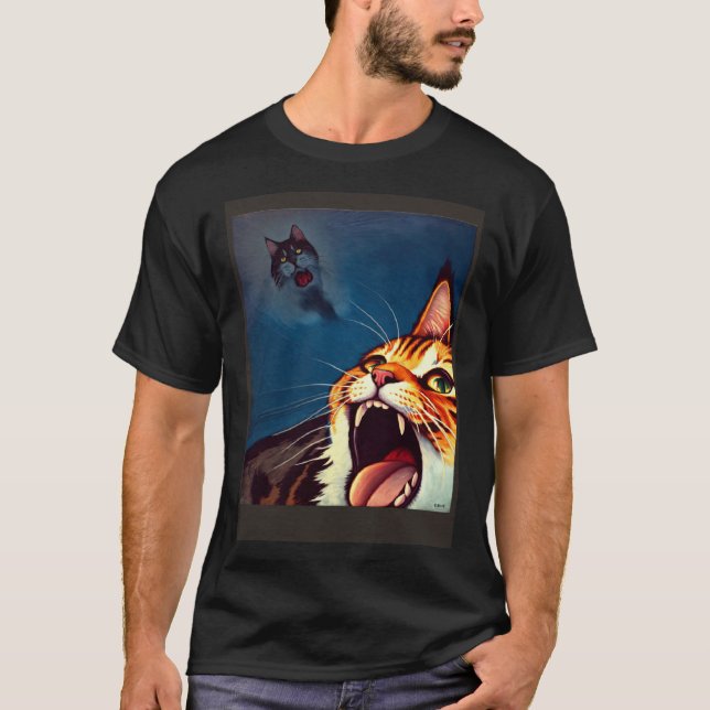 Camiseta Impressionistic  Cat Screaming Impressionism Cats  (Anverso)