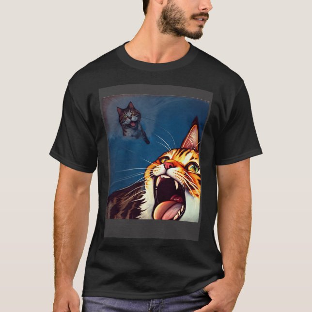Camiseta Impressionistic  Cat Screaming Impressionism Cats (Anverso)