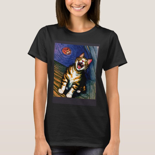 Camiseta Impressionistic  Cat Screaming Impressionism Cats  (Anverso)