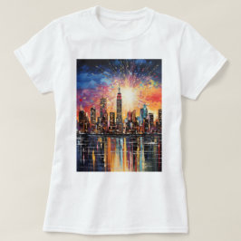 Camiseta Imprimir Nueva York, pintura colorida, elegante