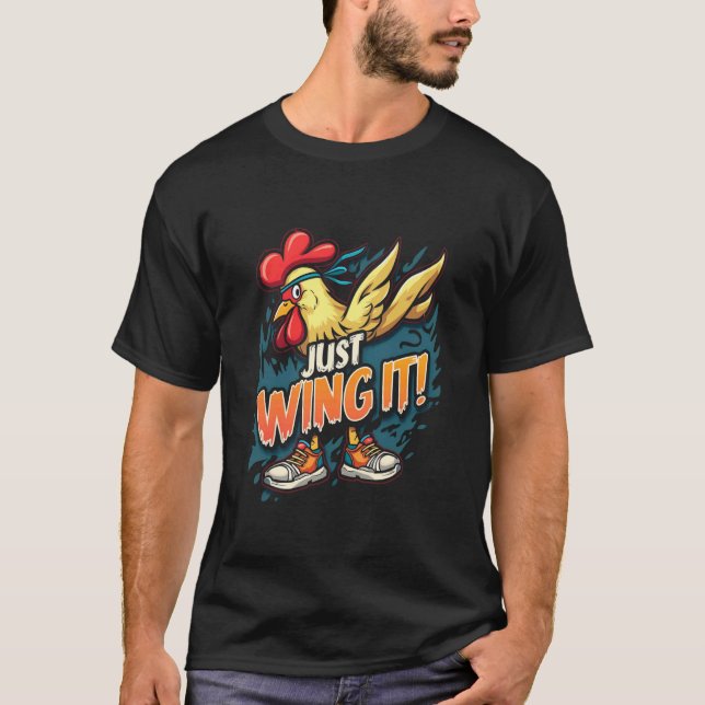 Camiseta ¡IMPROVISAR! Gallina Divertida (Anverso)