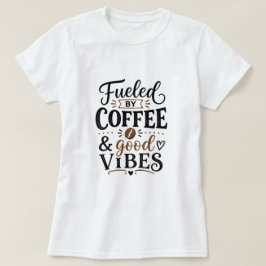 Camiseta Impulsado por Café y Buenos Vibraciones