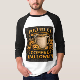 Camiseta Impulsado Por Café Y Gráfico Divertido De Hallowee