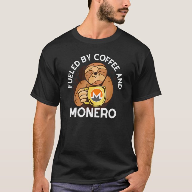 Camiseta Impulsado Por Café Y Monero Sloth Crypto Criptomon (Anverso)