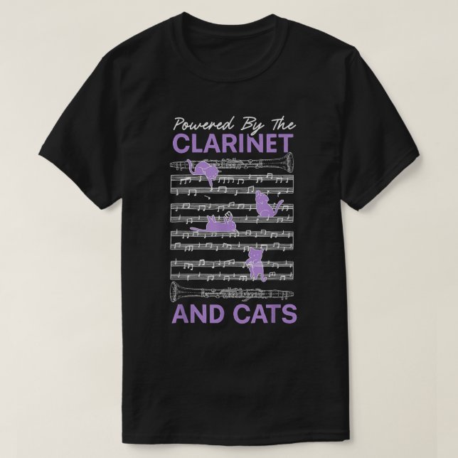Camiseta Impulsado Por Clarinet Y Cats Kitty Lover Musician (Diseño del anverso)