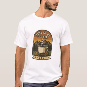 Camiseta Impulsado por Coffee Retro Camp