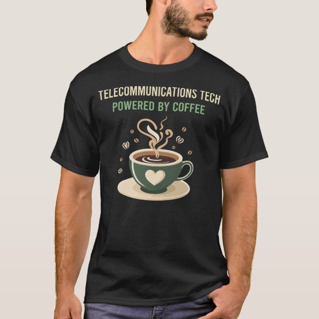 Camiseta Impulsado por Coffee Telecommunications Tech (Anverso)