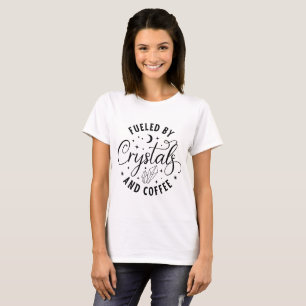 Camiseta Impulsado por Cristales y Café Blanco Halloween