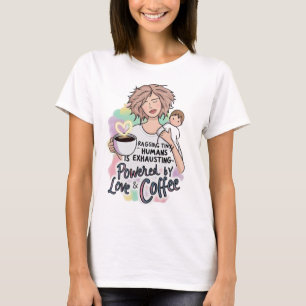 Camiseta Impulsado por el amor y el café - Dia divertida de