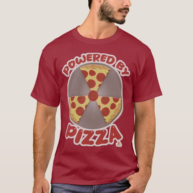 Camiseta Impulsado Por El Divertido Lema De Comida Pizza (Anverso)