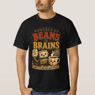 Camiseta Impulsado por Frijoles y Cerebros Robot de Café Ai