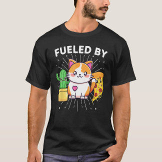 Camiseta Impulsado Por Gatos Plantas Pizza Divertido