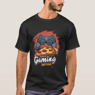 Camiseta Impulsado por juegos de video de juegos y pizza ju