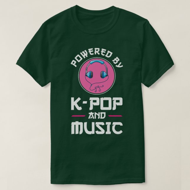Camiseta Impulsado por k-pop y música (Diseño del anverso)