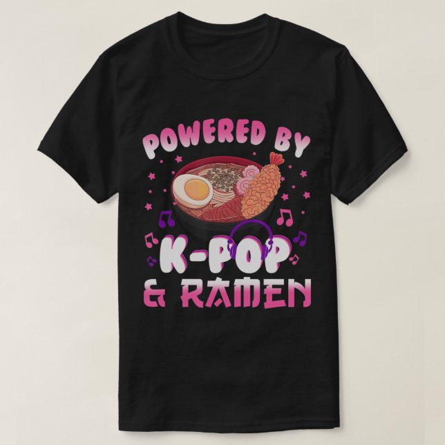 Camiseta Impulsado por Kpop y Ramen Kpop Kawaii Anime Gift  (Diseño del anverso)