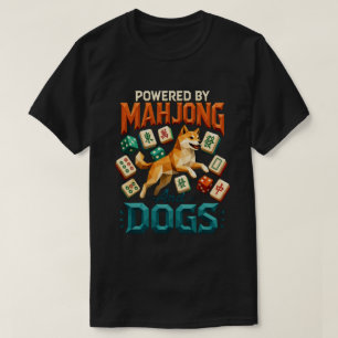 Camiseta Impulsado por Mahjong y perros Shiba Inu geométric