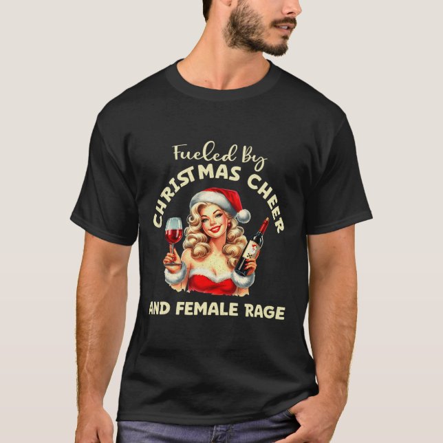 Camiseta Impulsado Por Navidades Alegran Y Femeninas Enfada (Anverso)