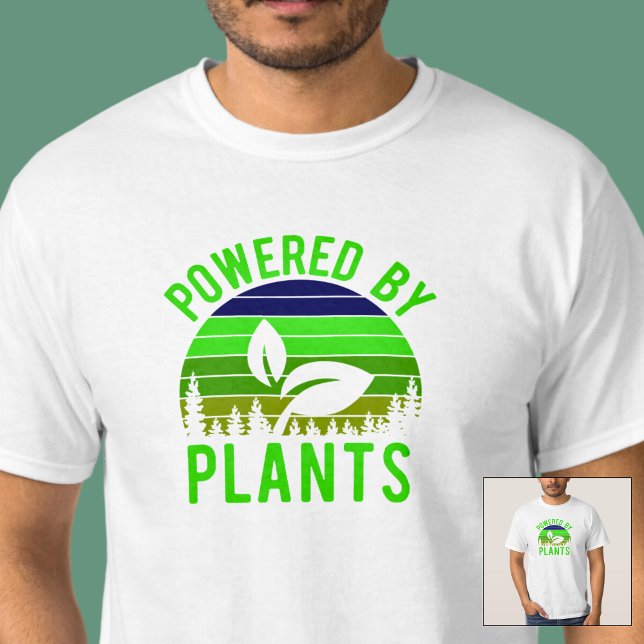 Camiseta Impulsado Por Plantas Divertido Atardecer Verde Ve (Subido por el creador)