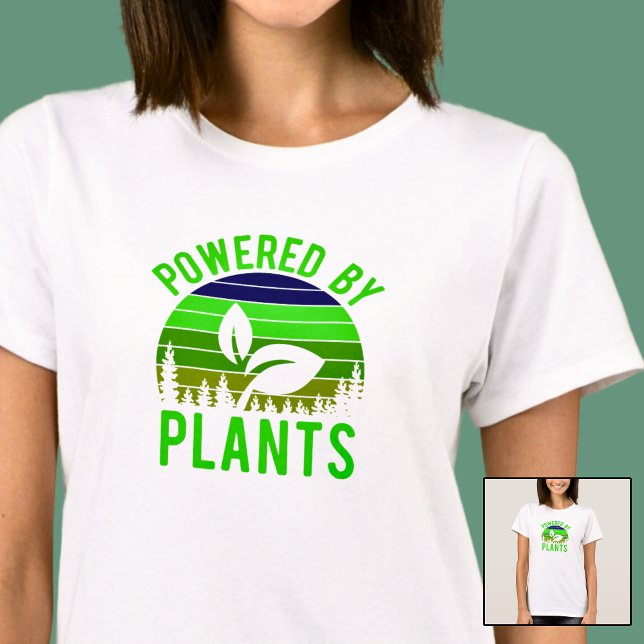 Camiseta Impulsado Por Plantas Divertido Atardecer Verde Ve (Subido por el creador)