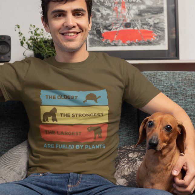 Camiseta Impulsado por plantas Vegetarianas Retro T-Shirt (Subido por el creador)