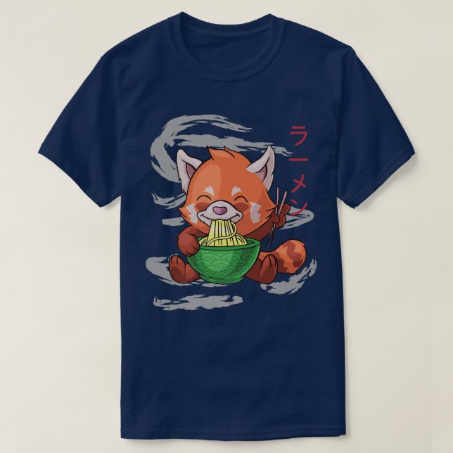 Camiseta Impulsado Por Ramen Cute Red Panda Se Come Fideos  (Diseño del anverso)
