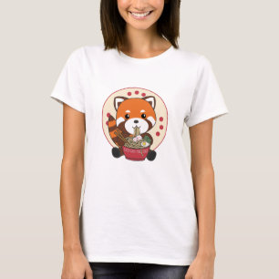 Camiseta Impulsado Por Ramen Cute Red Panda Se Come Fideos 