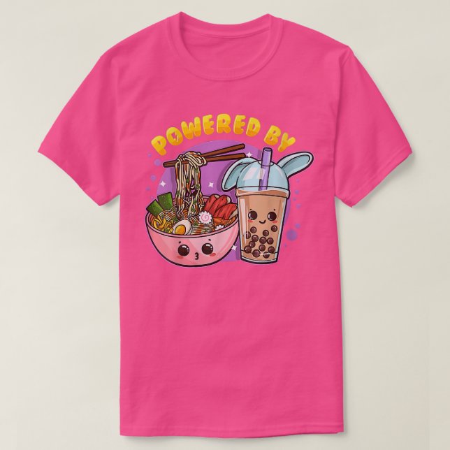 Camiseta Impulsado por Ramen y Bubble Tea Anime Lover Funny (Diseño del anverso)