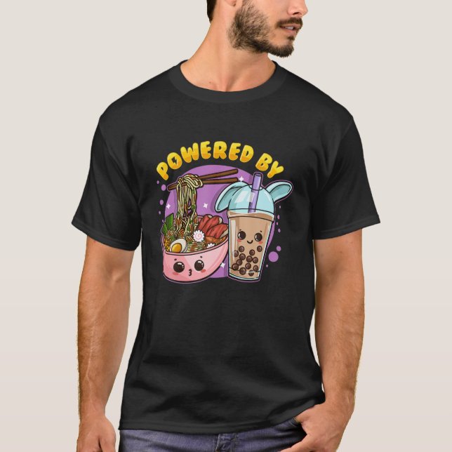 Camiseta Impulsado Por Ramen Y Té De Burbuja - Anime (Anverso)