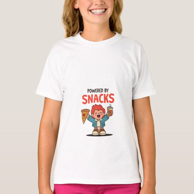 Camiseta Impulsado por Snacks - Diseño de Amante de Comida  (Anverso)