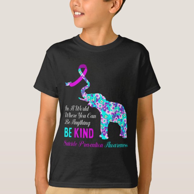Camiseta In A World Be Kind Suprt Suicide Prevention Awaren (Anverso)