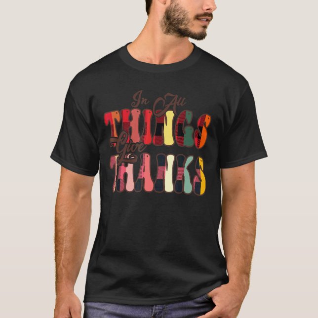 Camiseta In All Things Give Thanks Groovy Leopard Thanksgiv (Anverso)