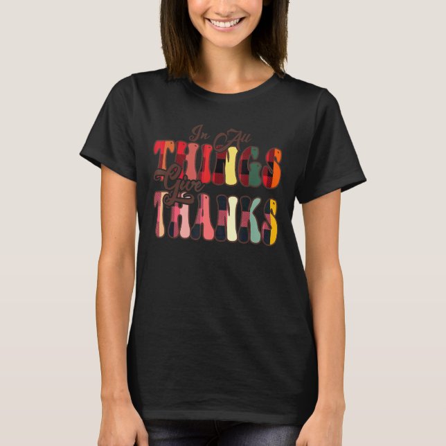 Camiseta In All Things Give Thanks Groovy Leopard Thanksgiv (Anverso)