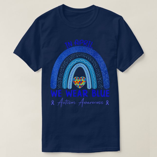 Camiseta In April We Wear Blue Autism Awareness Month Puzzl (Diseño del anverso)