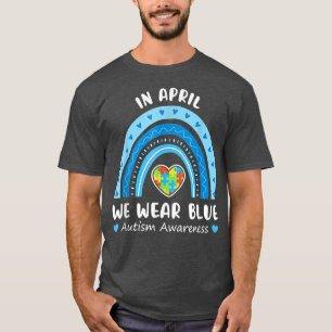 Camiseta In April We Wear Blue Rainbow Autism Awareness Puz