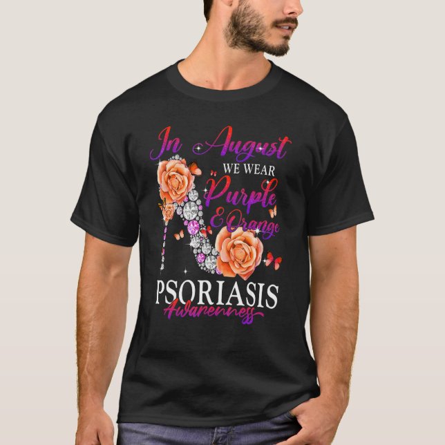 Camiseta In August We Wear Orange Purple Psoriasis Awarenes (Anverso)