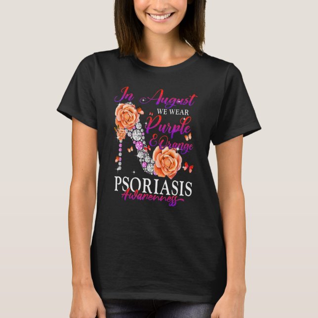 Camiseta In August We Wear Orange Purple Psoriasis Awarenes (Anverso)