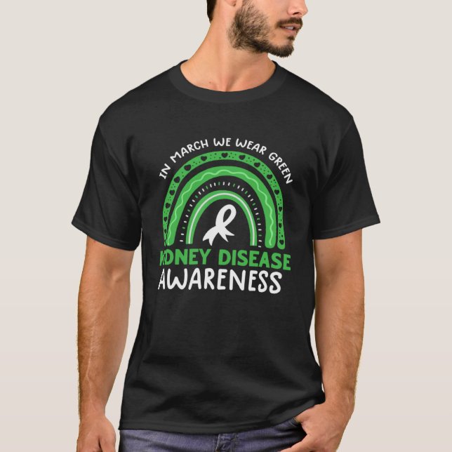Camiseta In March We Wear Green Rainbow Kidney Disease Awar (Anverso)