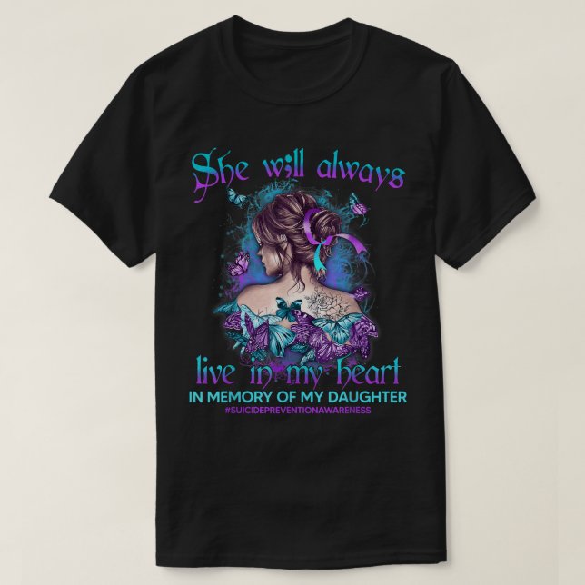 Camiseta In Memory Of My Daughter Suicide Prevention Awaren (Diseño del anverso)